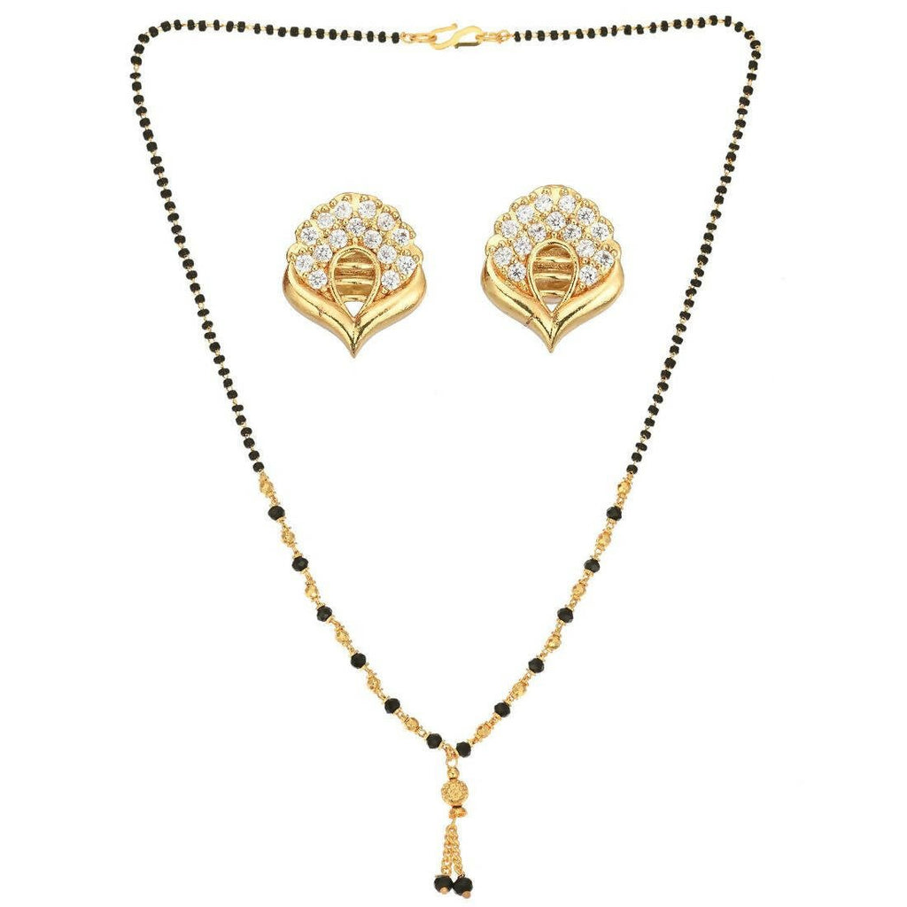 AanyaCentric Gold Plated Short Mangalsutra Set with Earrings - Distacart