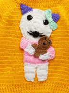 Chutput Kids Woollen Hand Knitted Cat Design Sweater - Yellow