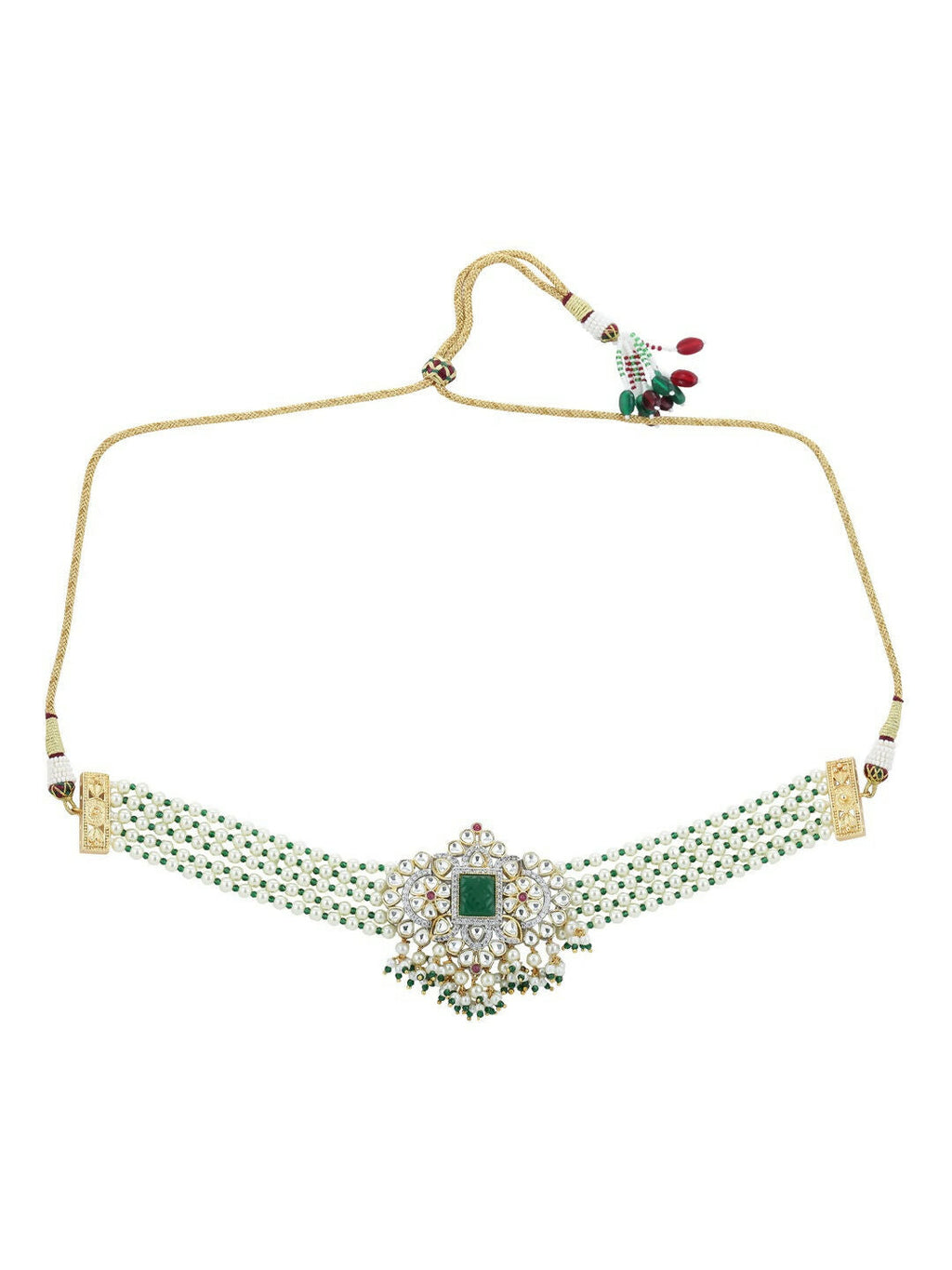 Green Stone Kundan Choker- Ruby Raang