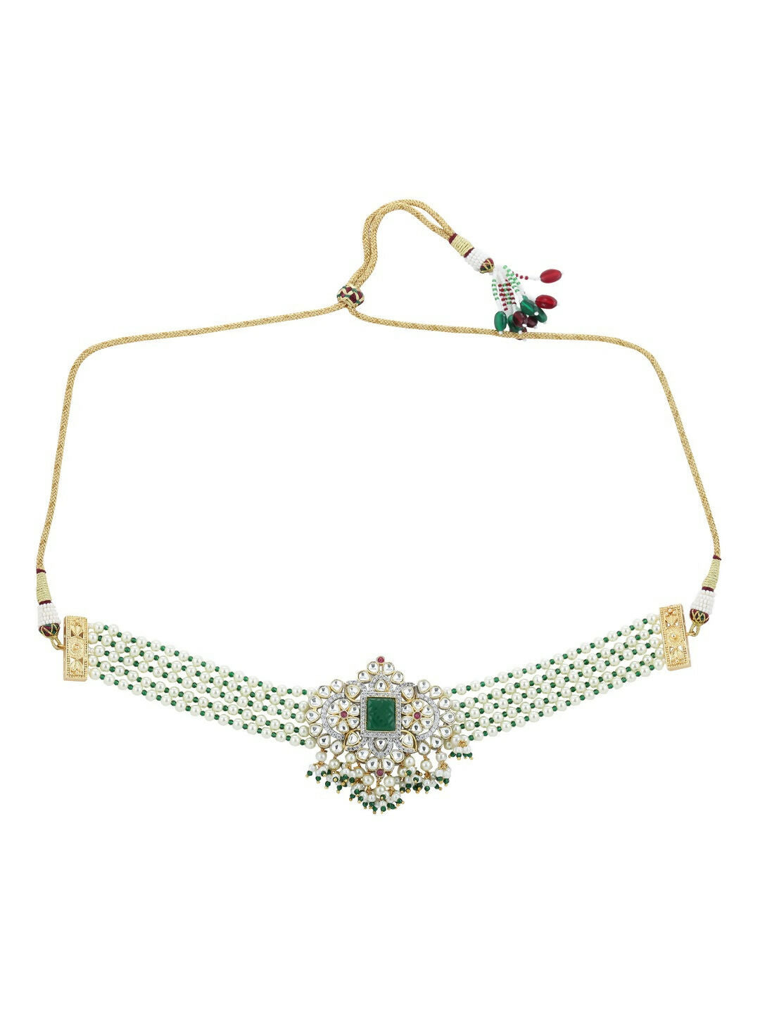 Green Stone Kundan Choker- Ruby Raang