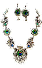 Mominos Fashion Silver-Plated Peacock Design Necklace Set Mangalsutra - Distacart