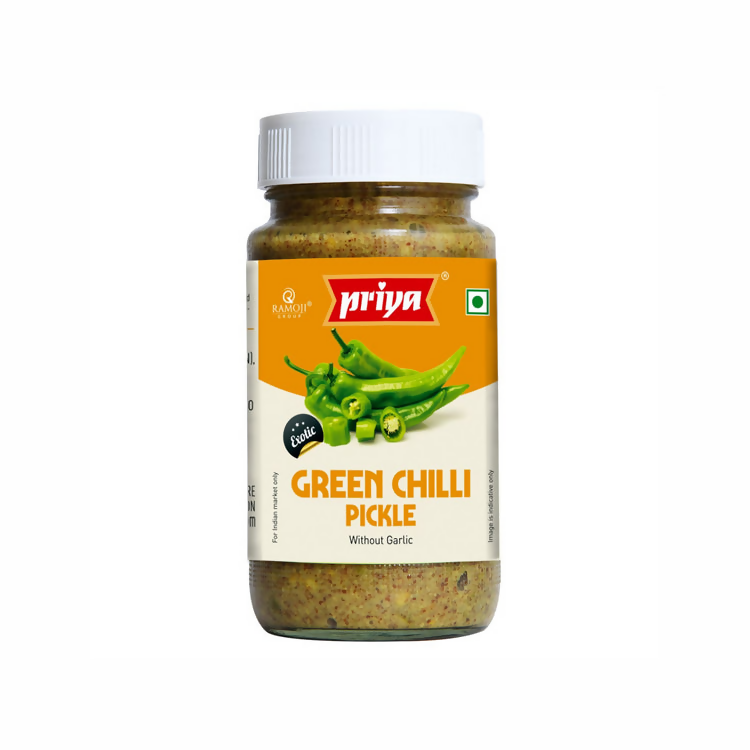 Priya Green Chilli (Sliced) Pickle Without Garlic - Distacart