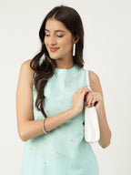 Joban Fashion Blue Rayon and Embroidered Work Straight Kurta Bottom Set
