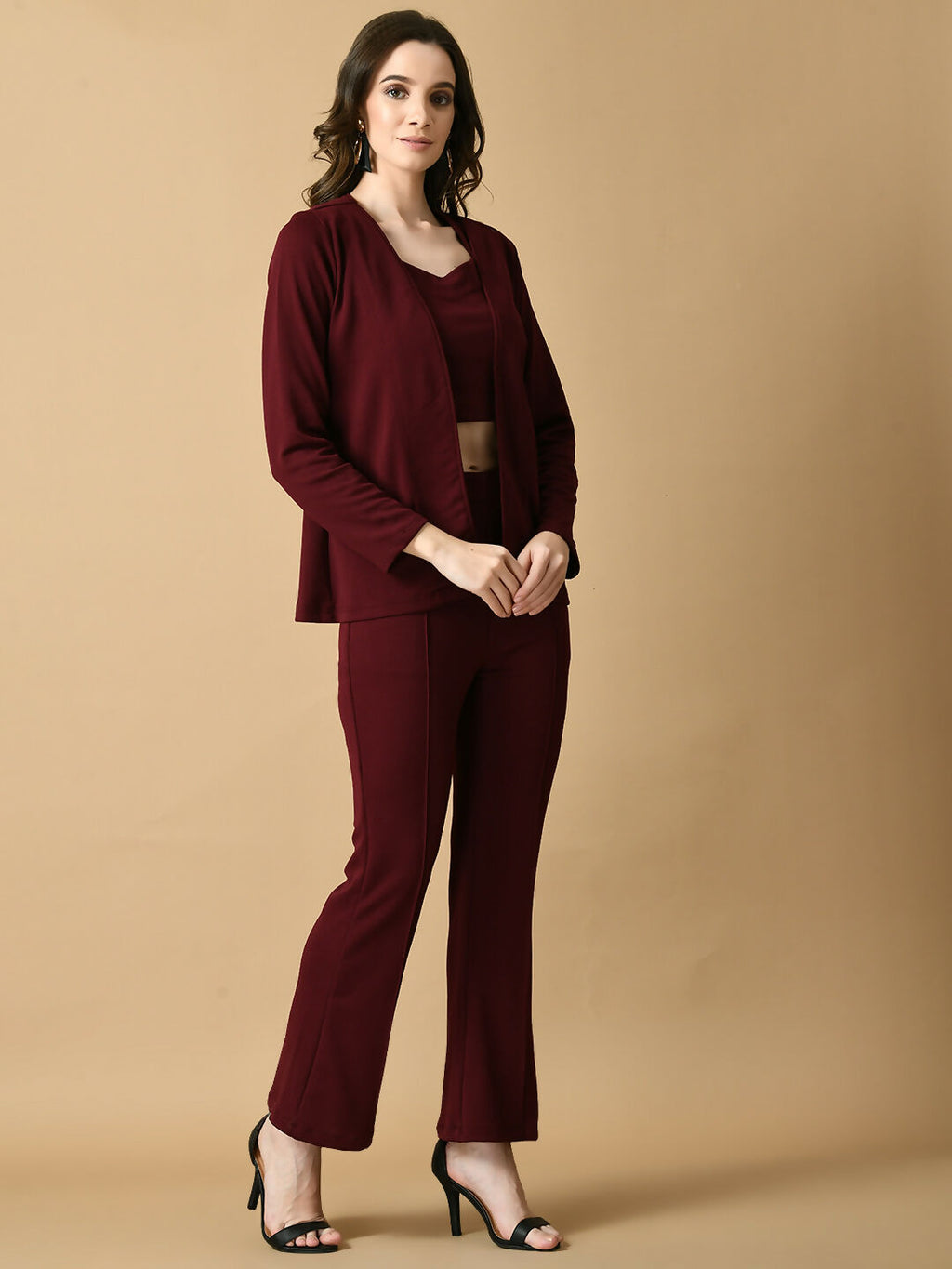 Myshka Women's Magenta Solid Jacket