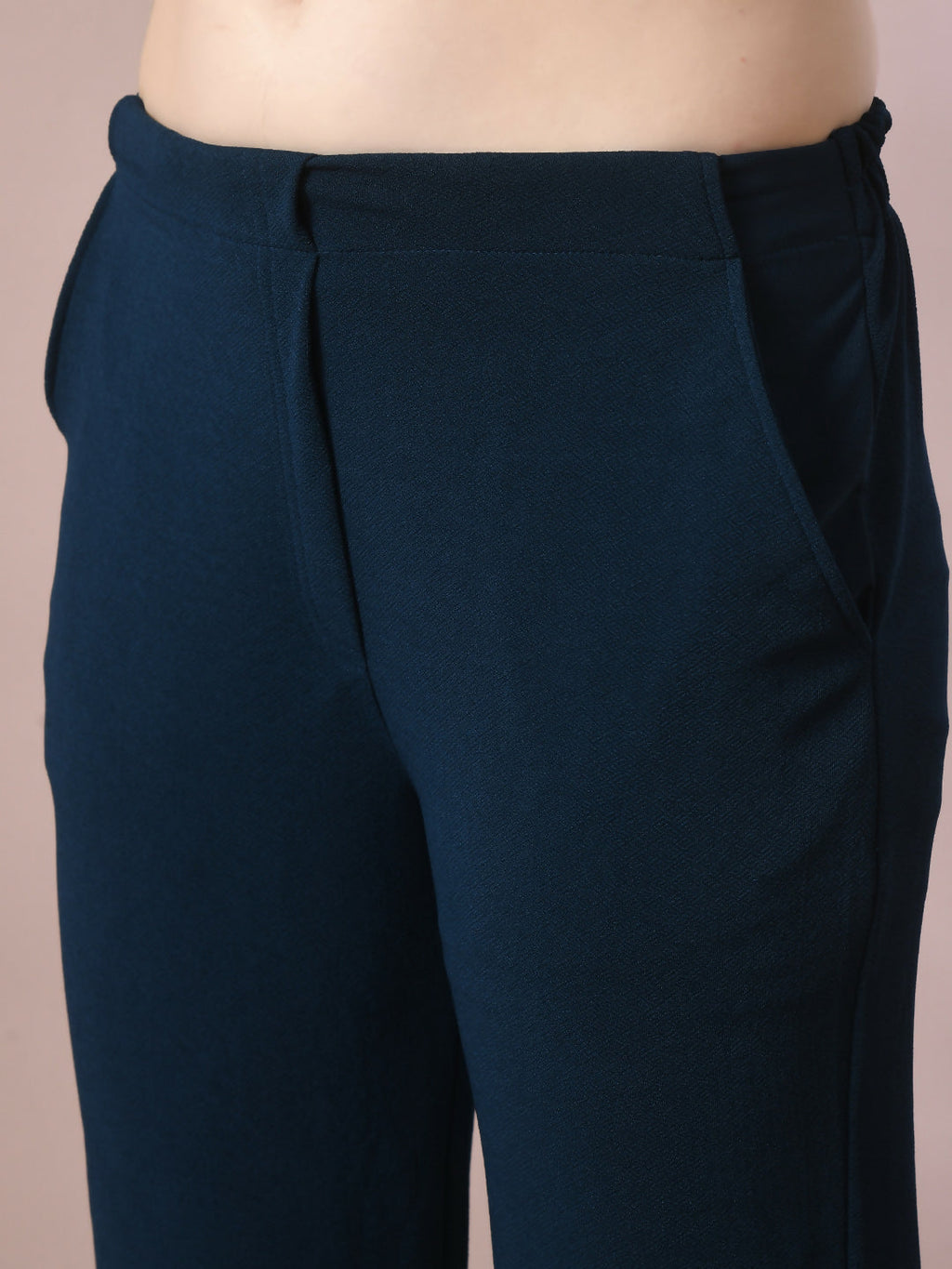 Myshka Women'sNavy Blue Solid Party straight Trousers