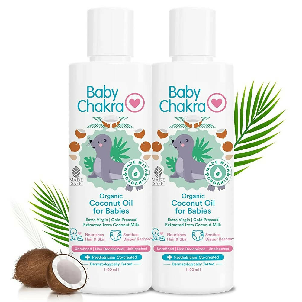 BabyChakra Organic Coconut Oil, Nourishes Hair & Skin, Soothes Diapers Rashes, Unrefined Non Deodorised & Unbleached
