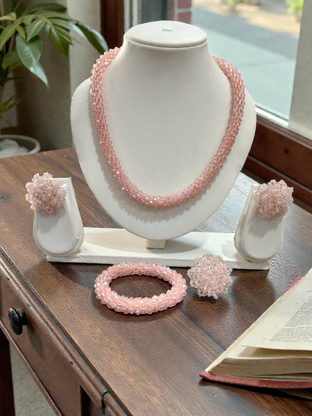 Inhanns Rangshine 4-In-1 Crystal Glam Set - Handmade - Baby Pink