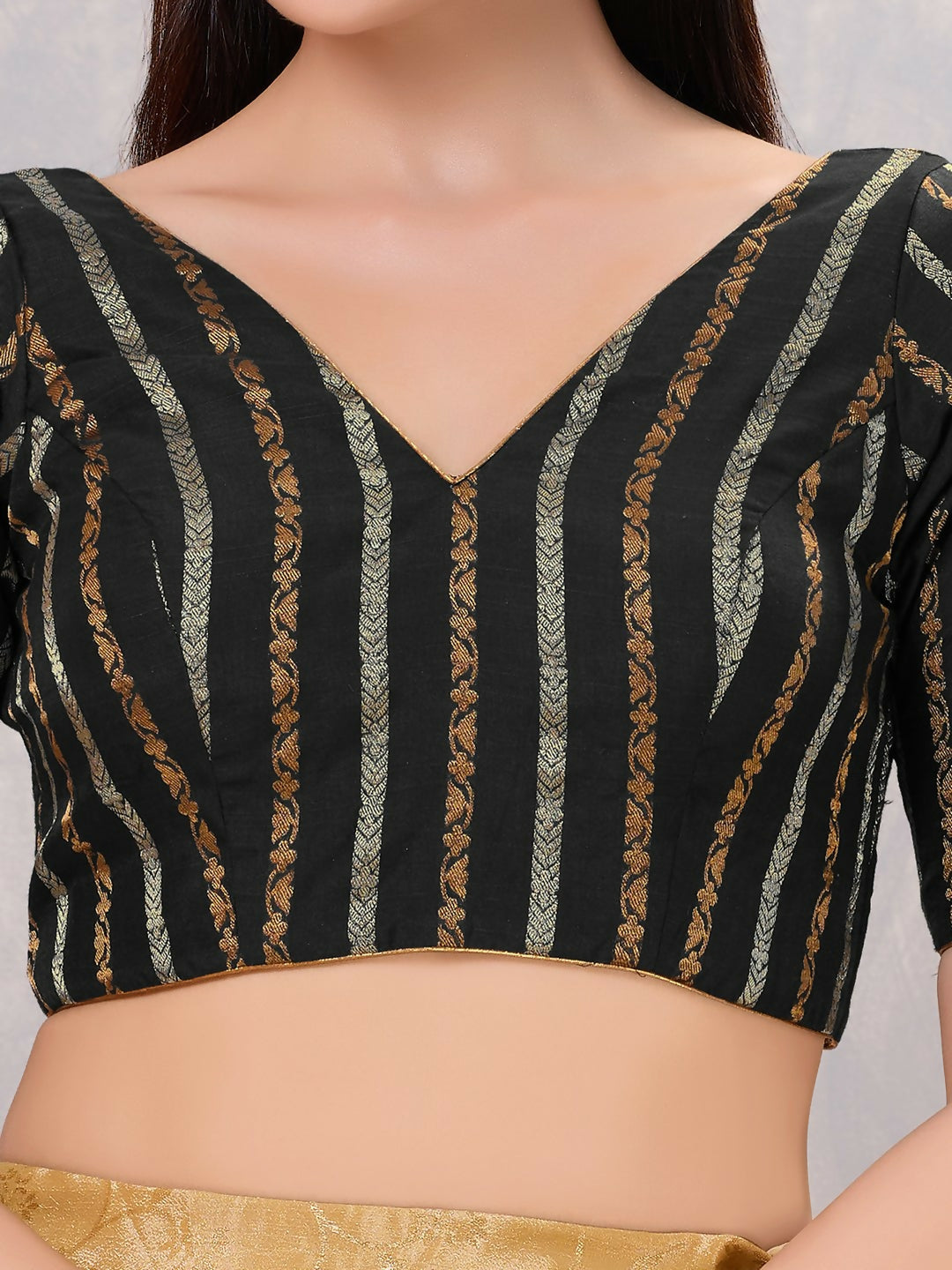 Joban Fashion Women Cotton Blend Black Stitched Blouse