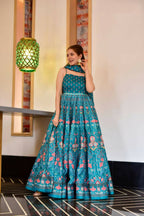 Partywear Designer Light Steel Blue Pure Maslin Gown - Anbazaar - Distacart