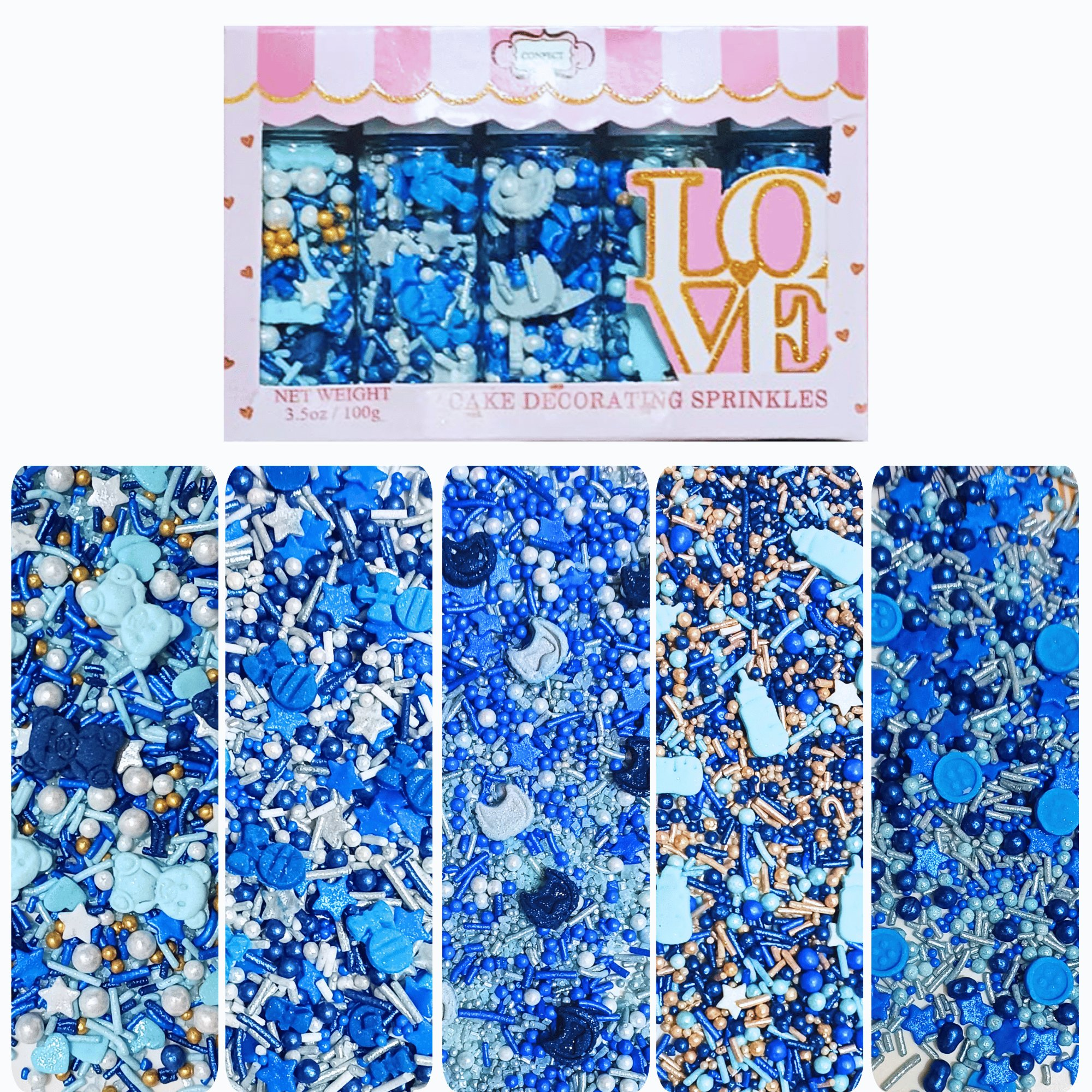 confect boys baby shower sprinkles edible sprinkles assorted pack of 5 baby shower 30