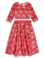 Ahalyaa Girls Floral Printed Velvet Ready to Wear Kids Lehenga Choli - Distacart