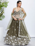 House of Panchhi Teal - Georgette Sequins, Mirror And Thread Embroidery Lehenga Choli