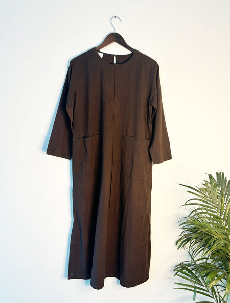 trueBrowns Beige Slub Dress