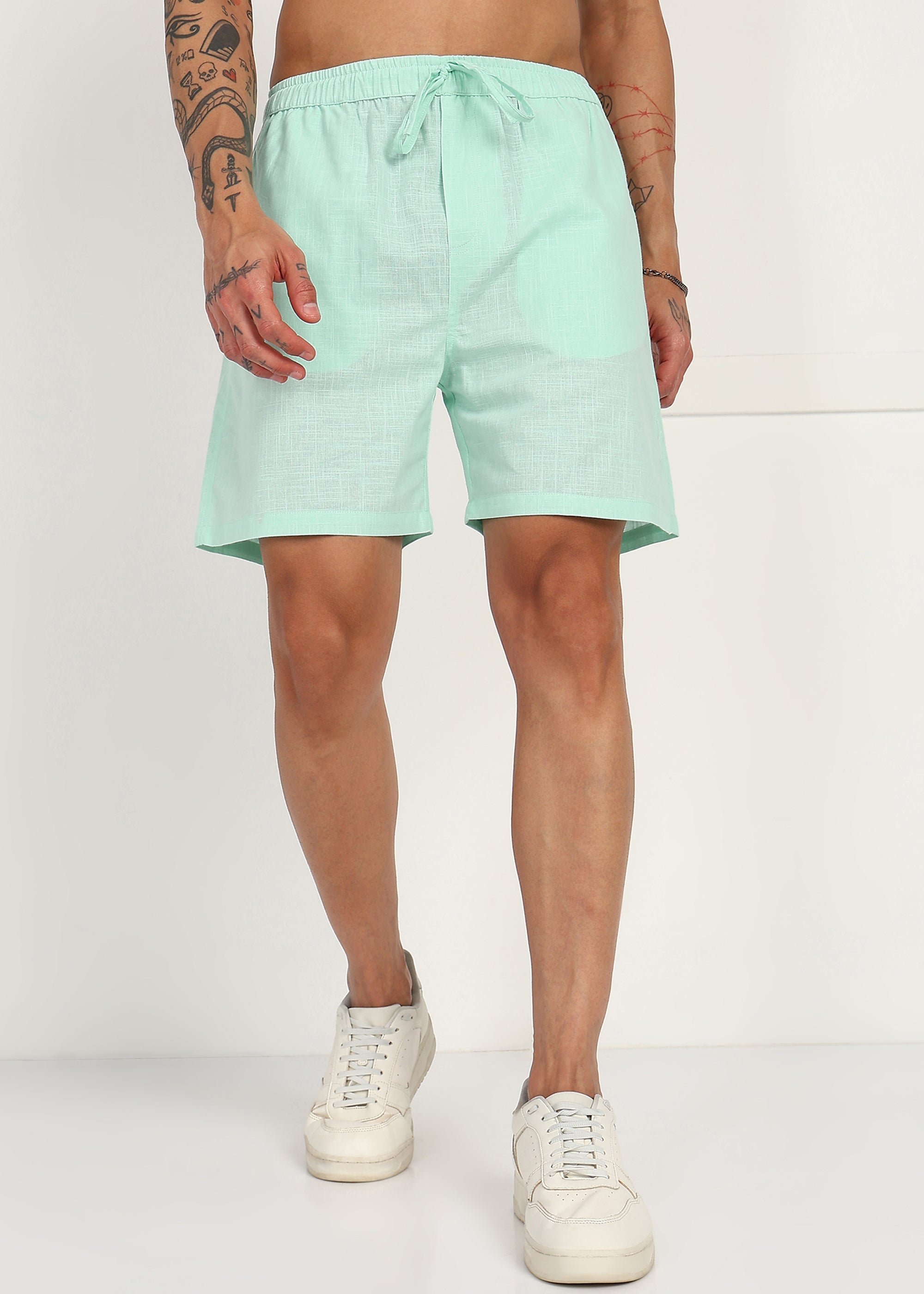 Fabmade Mint Drift Linen Shorts