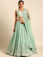 House of Panchhi Sea Green Georgette heavy Sequinse embroidery Lehenga choli & Dupatta