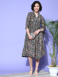 InWeave Women's Green Jaal Print Dress - Distacart