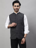 Even Apparels Men's Grey Nehru Jacket With Welt Pockets