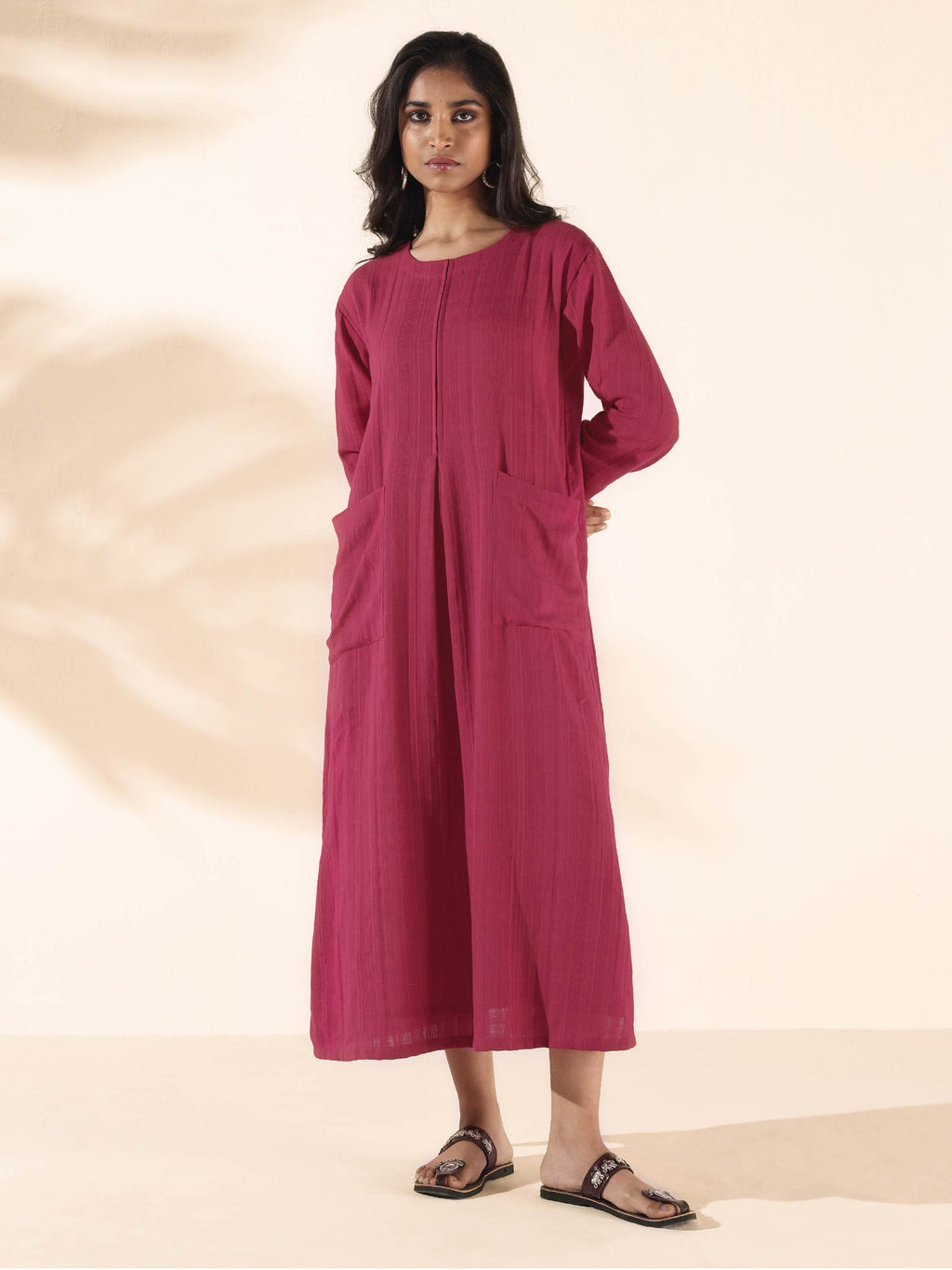 trueBrowns Carrot Cotton Dobby Pocket Dress - Distacart