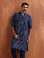 trueBrowns Men's Blue Cotton Dobby Kurta