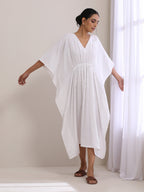 trueBrowns White Dobby Kaftan Dress | Relove - Distacart