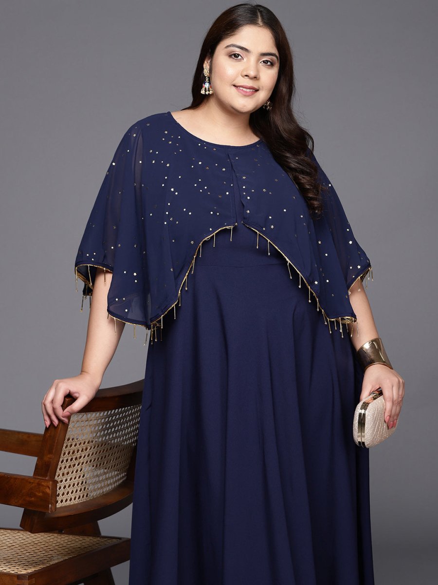 Ahalyaa Plus Size Round neck Maxi Ethnic Dress - Distacart
