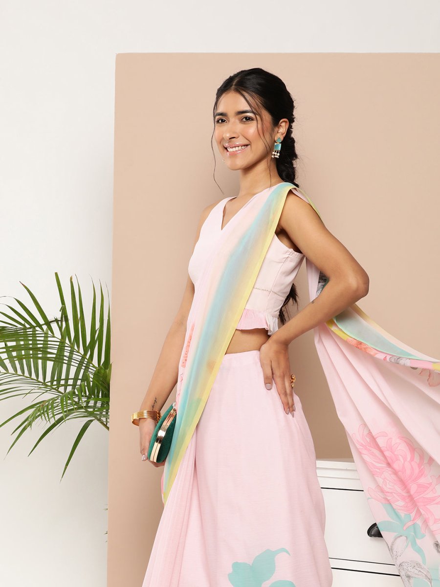 Ahalyaa Women Chiffon Floral Saree