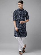 Fabmade Pure Cotton Pathani Kurta Print