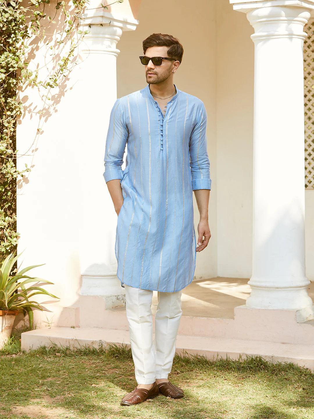 Fabmade Elegance In Every Thread Must Have The Sequins Embroidered Chanderi Silk Kurta