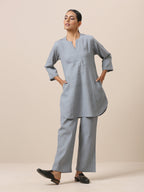 trueBrowns Cotton Steel Blue Short Co-Ord Set | Relove - Distacart