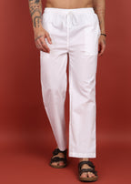 Fabmade Men’S Whitte Linen Drawstring Pyjama
