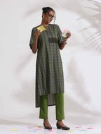 trueBrowns Grey Cotton Print Highlow Kurta Set - Distacart