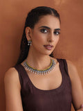 trueBrowns Silver Tone Stone Necklace Set