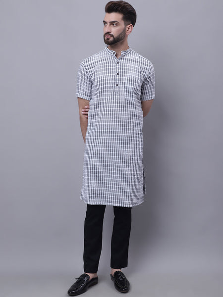 Even Apparels Multi Pure Cotton Short Sleeves Kurta With Band Collar