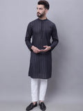 Even Apparels Black Pure Cotton Kurta With Band Collar