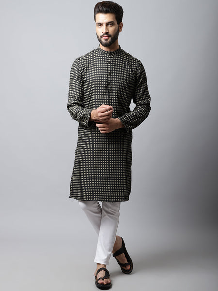 Even Apparels Brown Pure Cotton Kurta With Band Collar