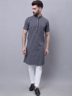 Even Apparels Multi Pure Cotton Short Sleeves Kurta With Band Collar - Distacart
