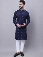 Even Apparels Blue Pure Cotton Kurta With Band Collar - Distacart