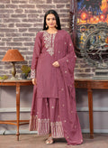 Yash Enterprise Floral Embroidered Chinon Silk Pink Readymade Salwar Suit - Distacart