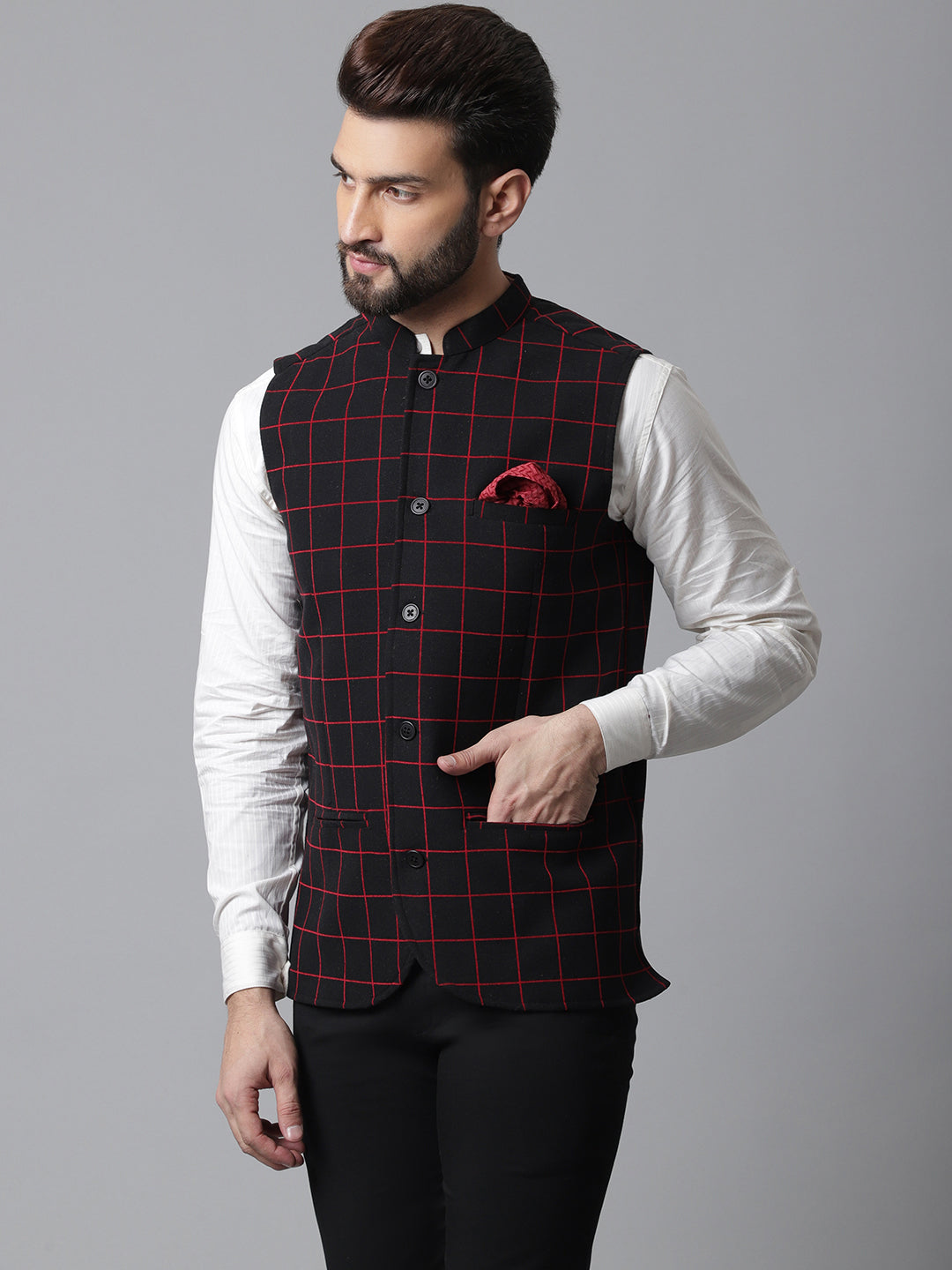 Even Apparels Men's Brown Nehru Jacket With Welt Pockets