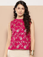 InWeave Women's Fuchsia Brocade Halter Top