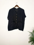 trueBrowns Black Slub Shirt Top