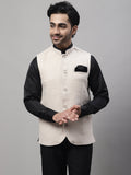 Even Apparels Men's Cream Pure Wool Nehru Jacket