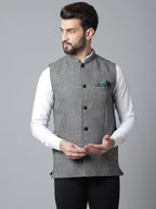 Even Apparels Men's Grey Pure Wool Nehru Jacket