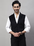 Even Apparels Men's Black Nehru Jacket With Welt Pockets