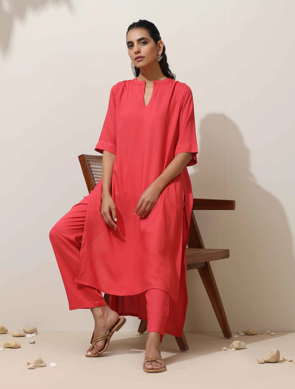 trueBrowns Coral Viscose Kurta Pant Set - Distacart