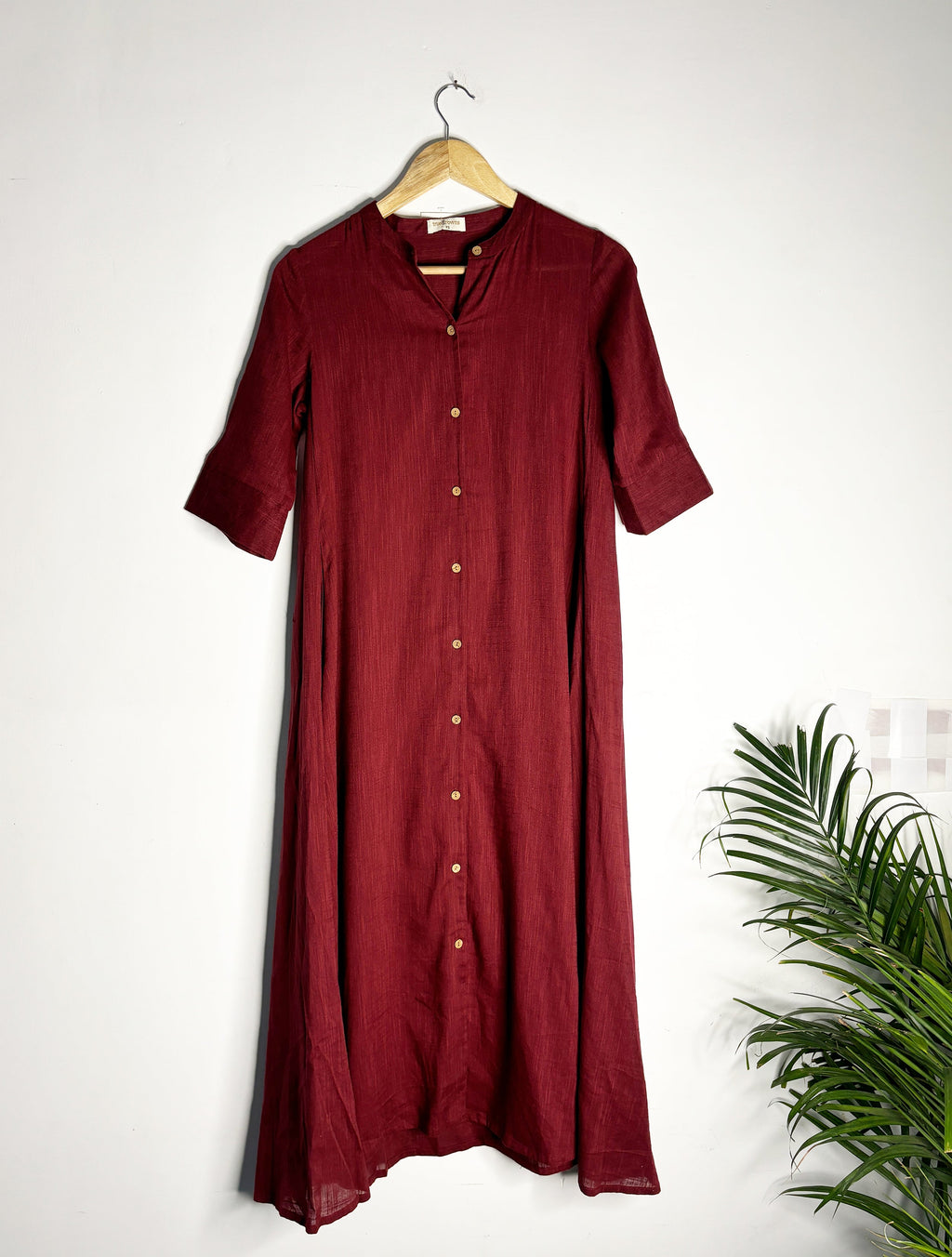 trueBrowns Maroon Slub Kurta - Distacart