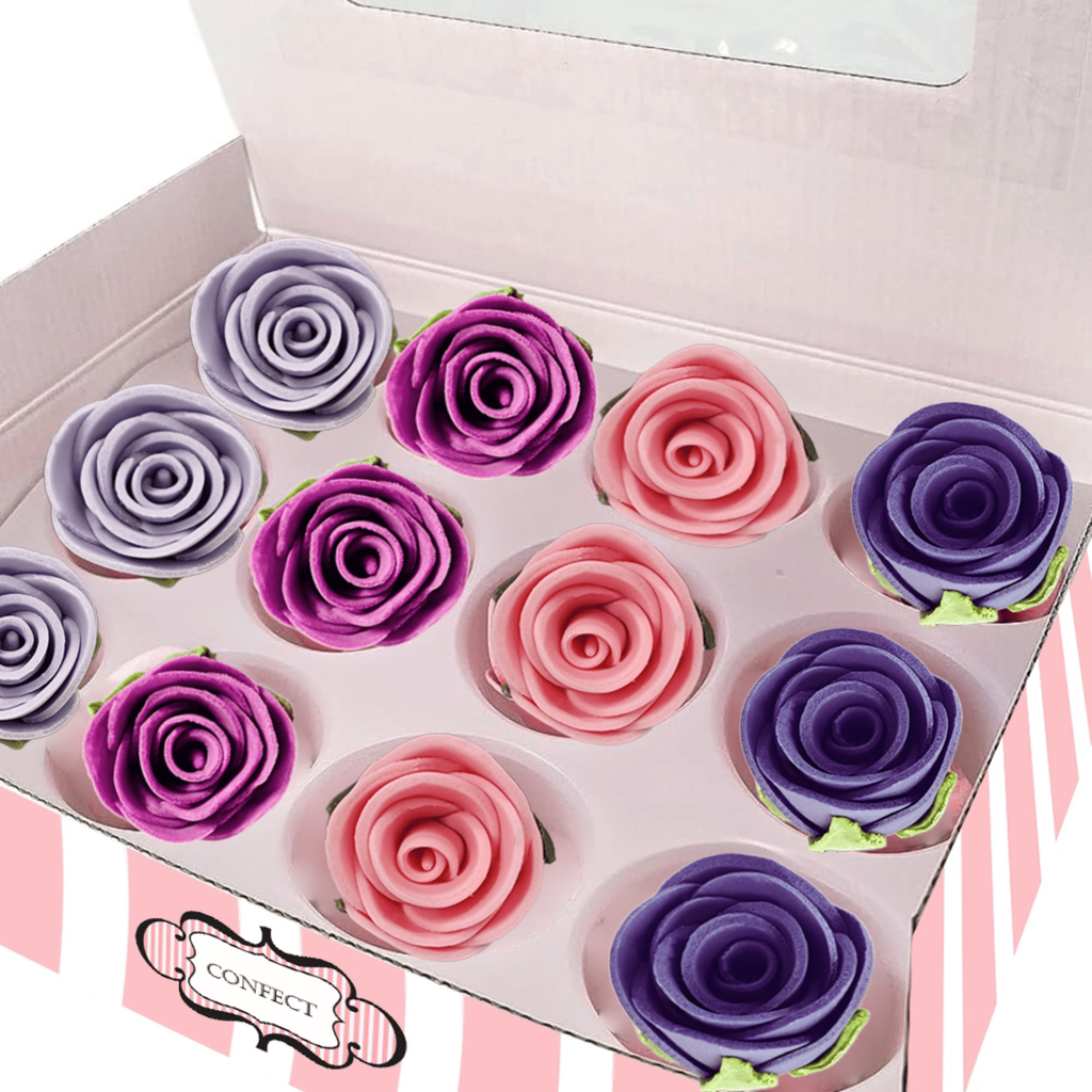 confect sugar roses topper sugar roses for cake decorations cupcakes doughnut edible toppers ombre 4 pack of 12