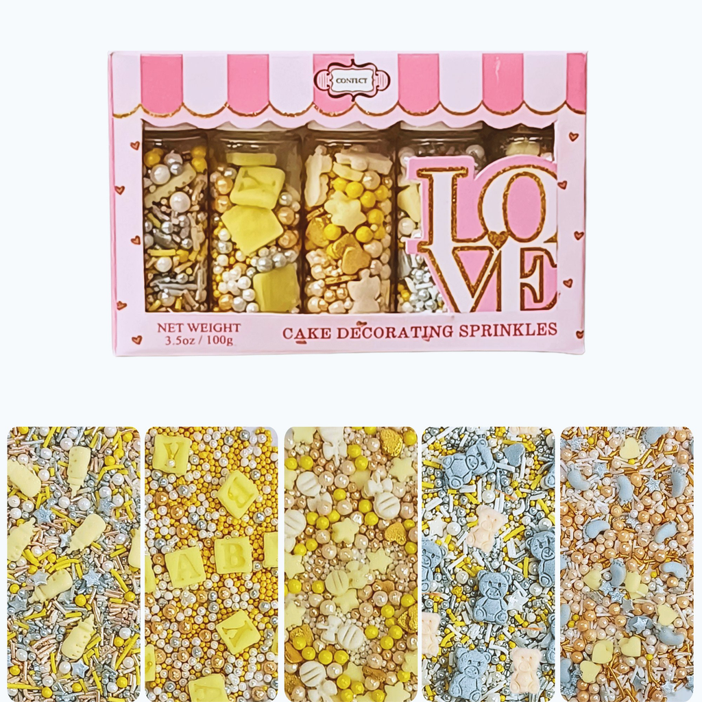 confect baby shower sprinkles gender reveal sprinkles mix silver baby feet feeding bottle sprinkles pack of 5 baby shower 10