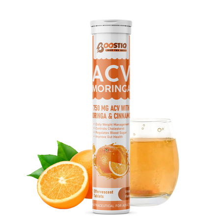 BOOSTIQ ACV Moringa & Cinnamon Effervescent Tablets - Orange Flavour