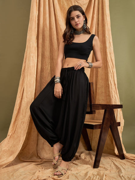 InWeave Black Solid Harem Pant